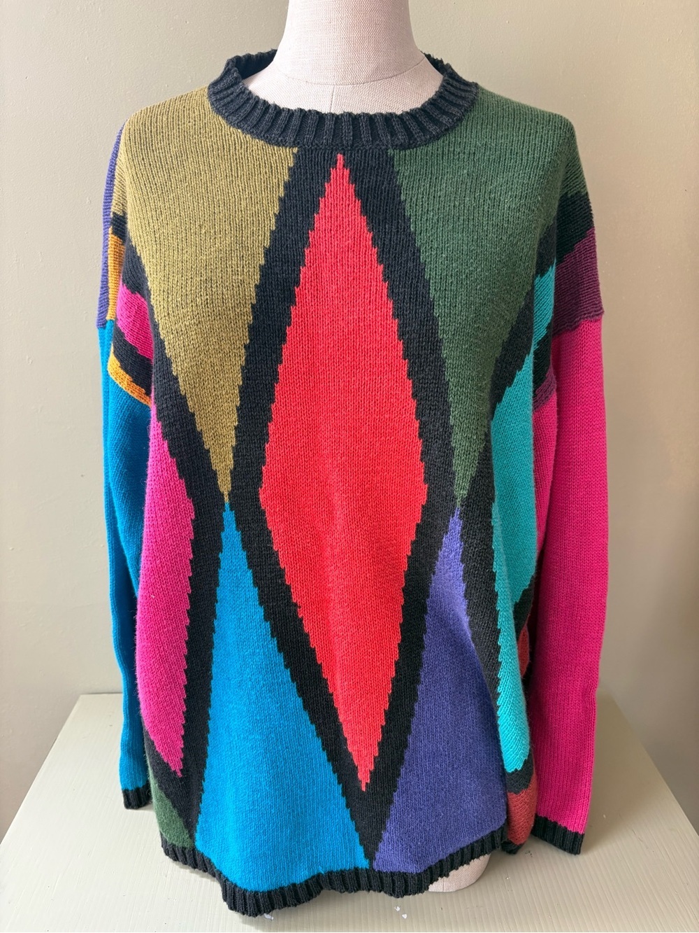 MY multi color knit pullover oversized Rami cotton relaxed comfy Sz Med